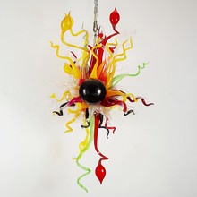 轻奢风格水晶艺术手工吹玻璃吊灯复式楼中空别墅餐厅灯具生产厂家