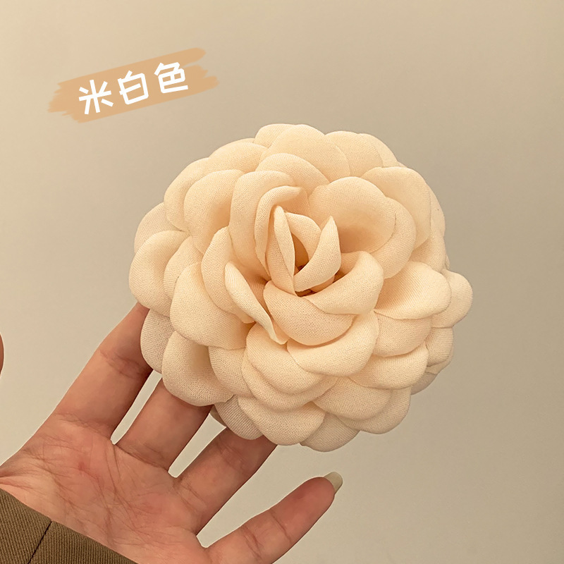 布艺花朵发夹头饰后脑勺大号抓夹高级感发卡盘发气质鲨鱼夹发饰女|undefined