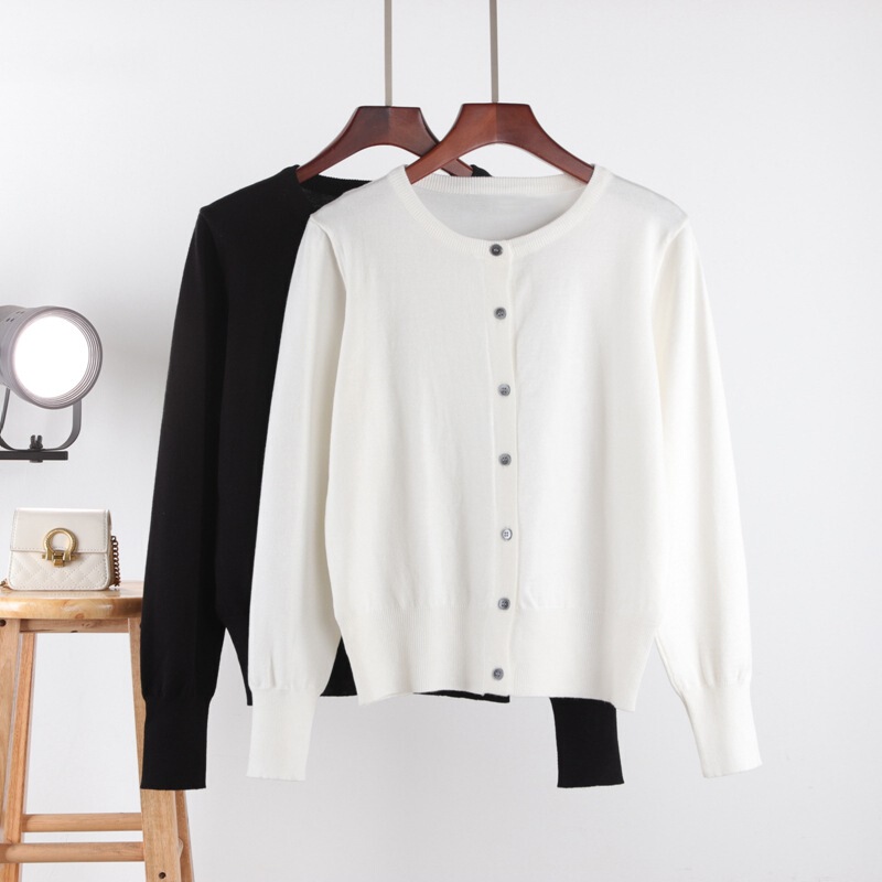 2026 Spring New Style Knitted Jacket, Mercerized Cotton Round Neck Cardigan, Casual Versatile Slim-Fit Shawl, Elegant Top for Women