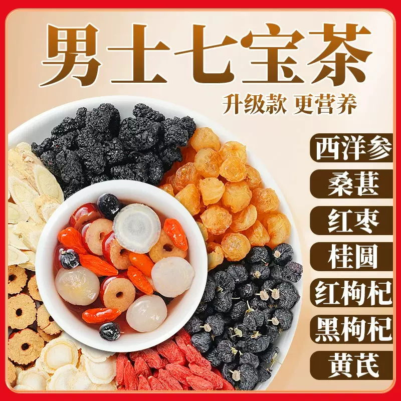 甜蜜征兆西洋参桑葚枸杞茶定制桂圆红枣黄芪黑枸杞组合男士七宝茶