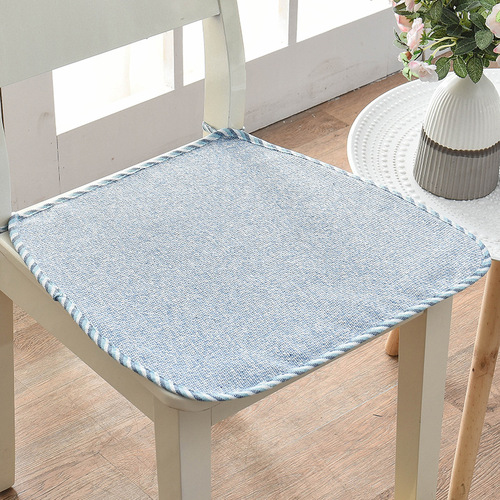 马蹄形椅子垫子夏天办公室坐垫薄棉麻餐桌椅垫带绑带透气家用薄款