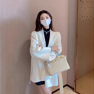Korean-Style Cross-Border Wholesale Vintage Tops and Jackets for Petite Women, Popular Handmade Casual Double-Sided Cashmere Coats