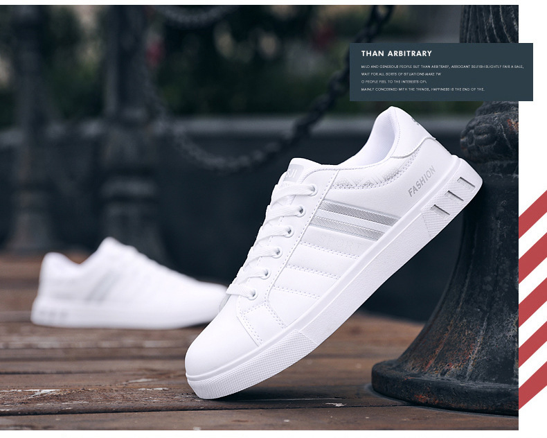 Herrenschuhe, Herbst, neue Jugend, weiß, trendige Sneakers, beliebt, vielseitig, lässig, Leder, Sport_voghion.com