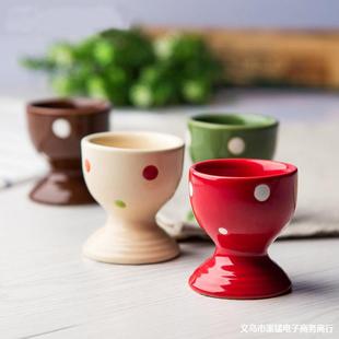 Japanese Ceramic Boiled Egg Cup Cute Polka Dot Egg Holder Set French Egg Holder Creative Breakfast Cup