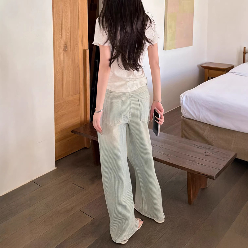 5Wekwem Summer Special | Visual Cooling Effect: Striped Fabric, Refreshing Version, Washed Light Blue Jeans.