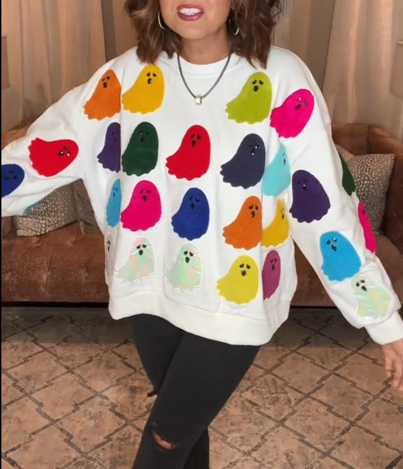 Cráneo humano Impresión digital cuello redondo suéter de Halloween 2023 estación independiente suministro ropa las mujeres