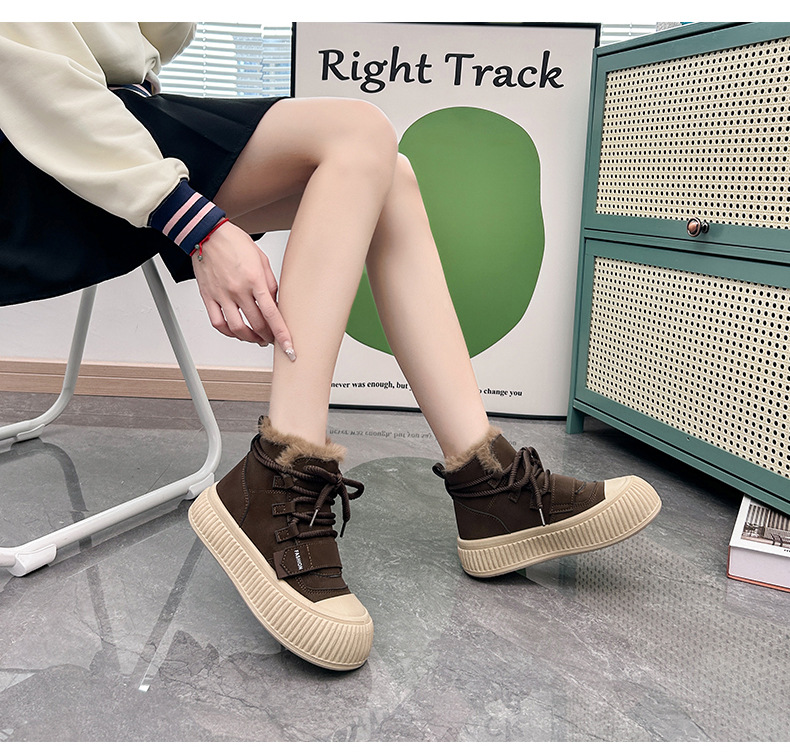 Winter Ankle Boots For Women Warm Cashmere Platform Trainers_voghion.com