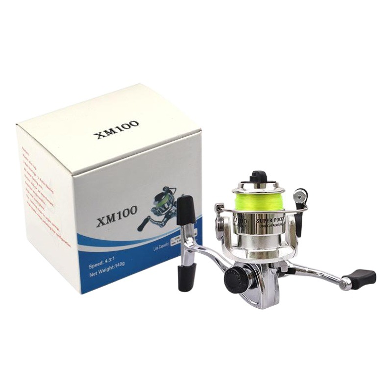 Carrete de pesca Weihe Sports Mini 100 Micro con línea de pesca, carrete de pesca en hielo de larga distancia, carrete compacto.