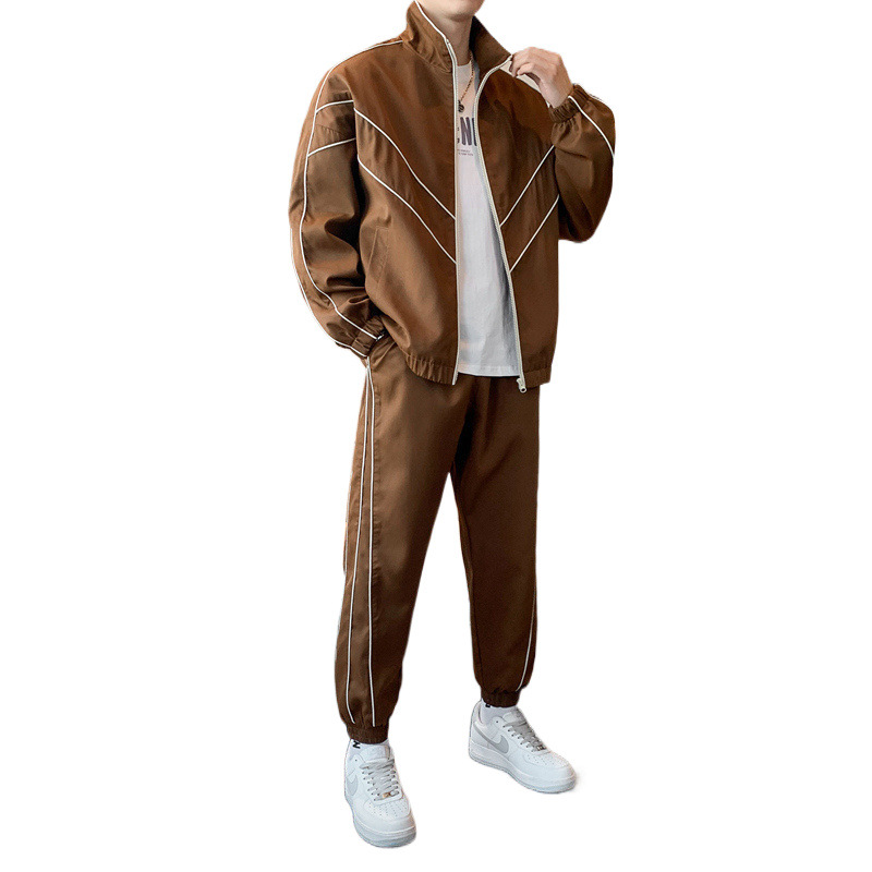 남성용 봄과 가을 2024 세트 하이 엔드 느낌 RUFFIAN 잘 생긴 레저 스포츠 2 피스 남성 세트로 느슨한 새로운 패션 브랜드