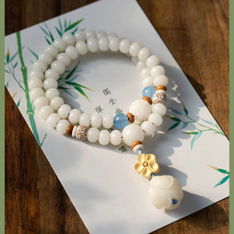 White Bodhi rosary, ethnic bracelet, accessory, wholesale, ethnic style