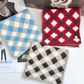 HUAYI棋盘格厚围巾秋冬保暖微博男女同款时尚潮流围脖毛绒