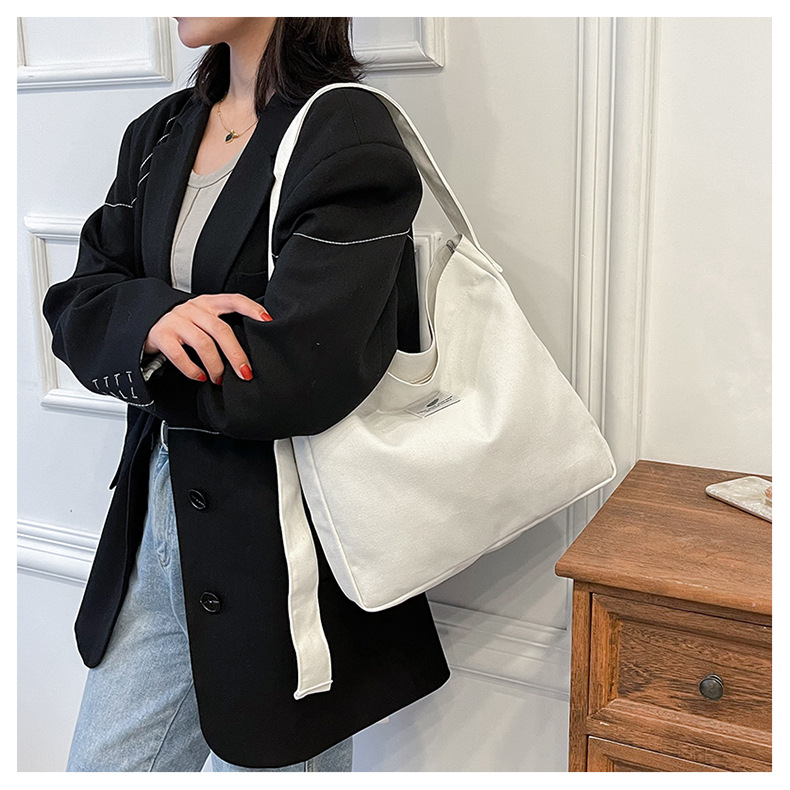 Large-capacity, fashionable and simple canvas bag, 2025 new style, casual and artistic shopping bag, versatile, shoulder crossbody bag undefined