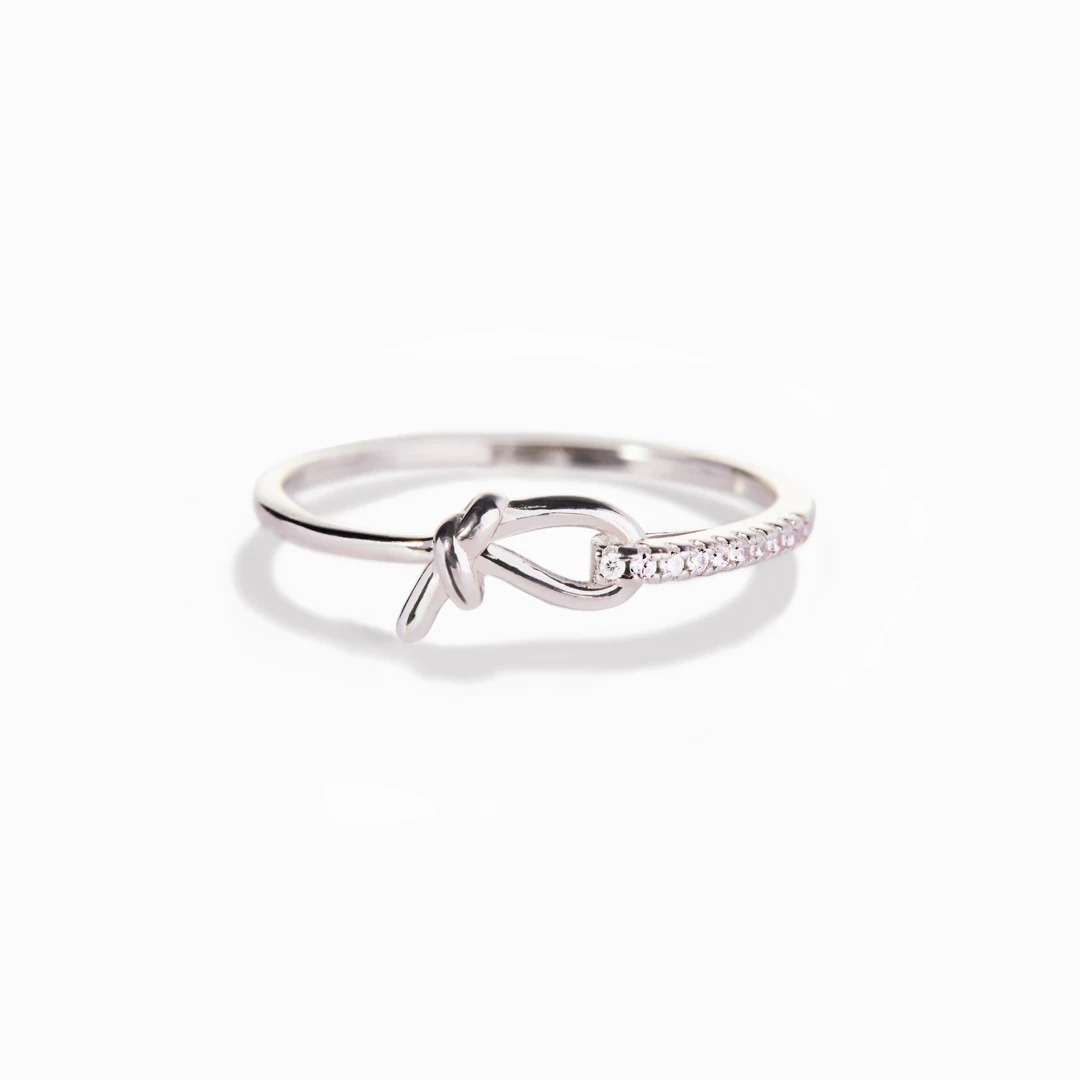 Sterling Silver Elegant Solid Color Knot Plating Rings display picture 1