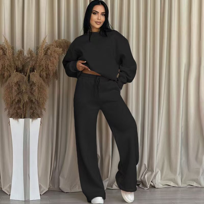 Women's 2 Piece Casual Tracksuit Set Loose Autumn Fashion Wide Leg Sweatpants Set