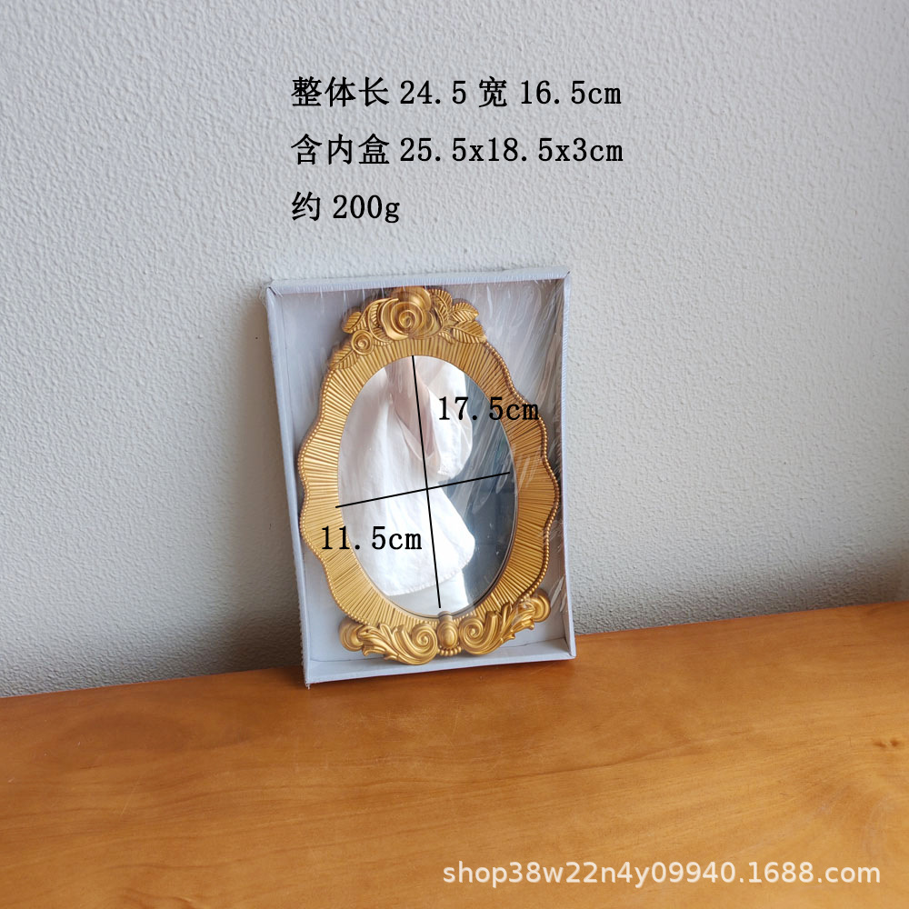 줄무늬 타원형 거울 골드