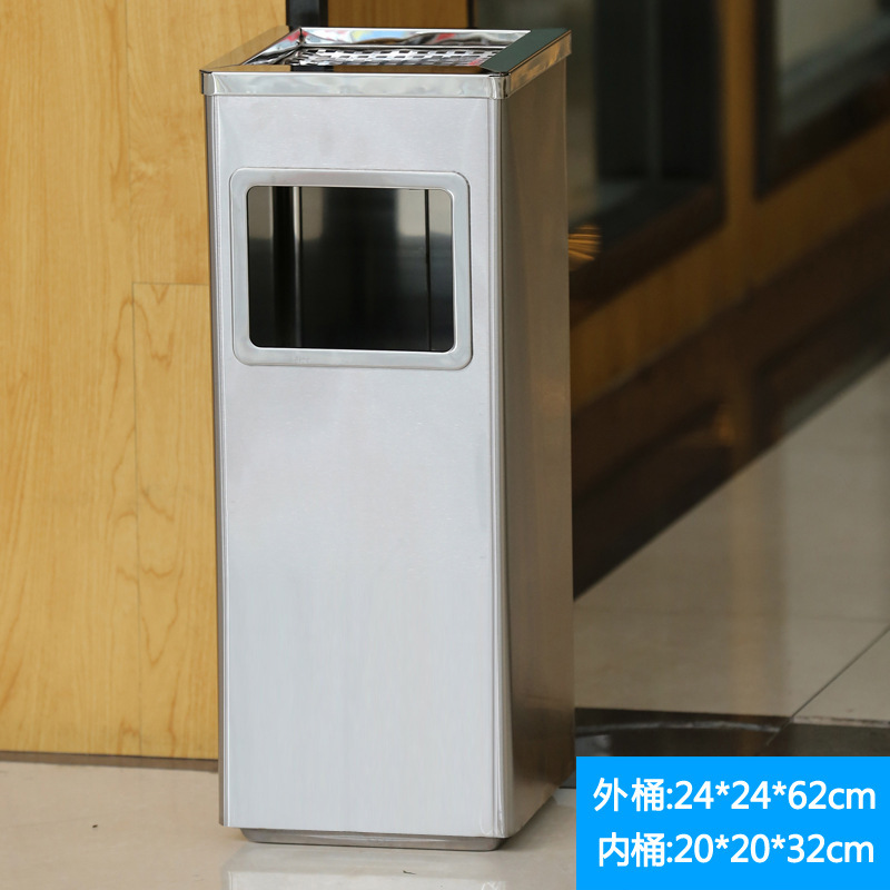 Comercial grande de acero inoxidable clasificación basura con Cenicero gran capacidad al aire libre Hotel vertical al aire libre extintor cubo