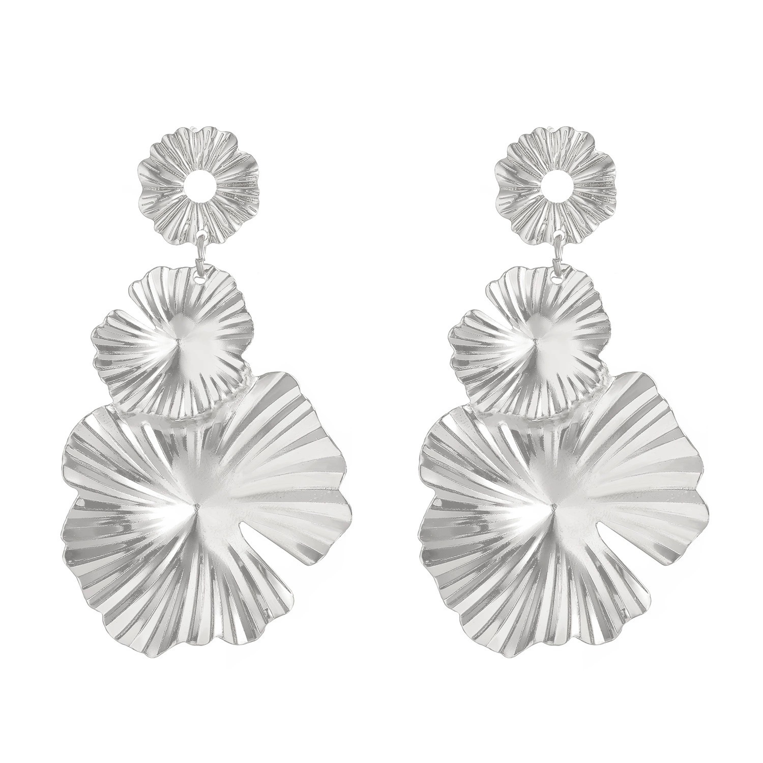exaggerated leaf flower earrings for women retro fashion long alloy flower earrings earrings_voghion.com