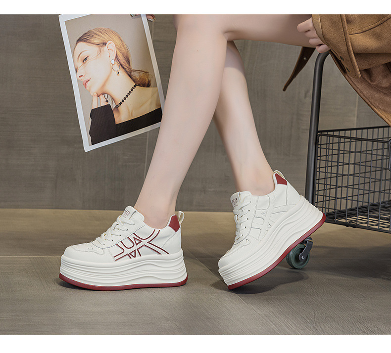 Giày sneaker nữ đế dày tăng chiều cao phong cách thể thao đa năng — M2985 lót đơn màu bạc, M2985-1 cộng với nhung đỏ, M2985-1 plus nhung bạc, M2985 lót đơn màu đỏ chi tiết 11