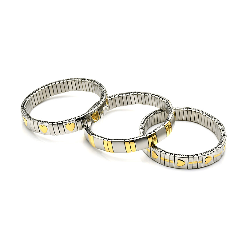 1 Piece Quantity Simple Style Heart Shape 304 Stainless Steel 18K Gold Plated Bracelets In Bulk