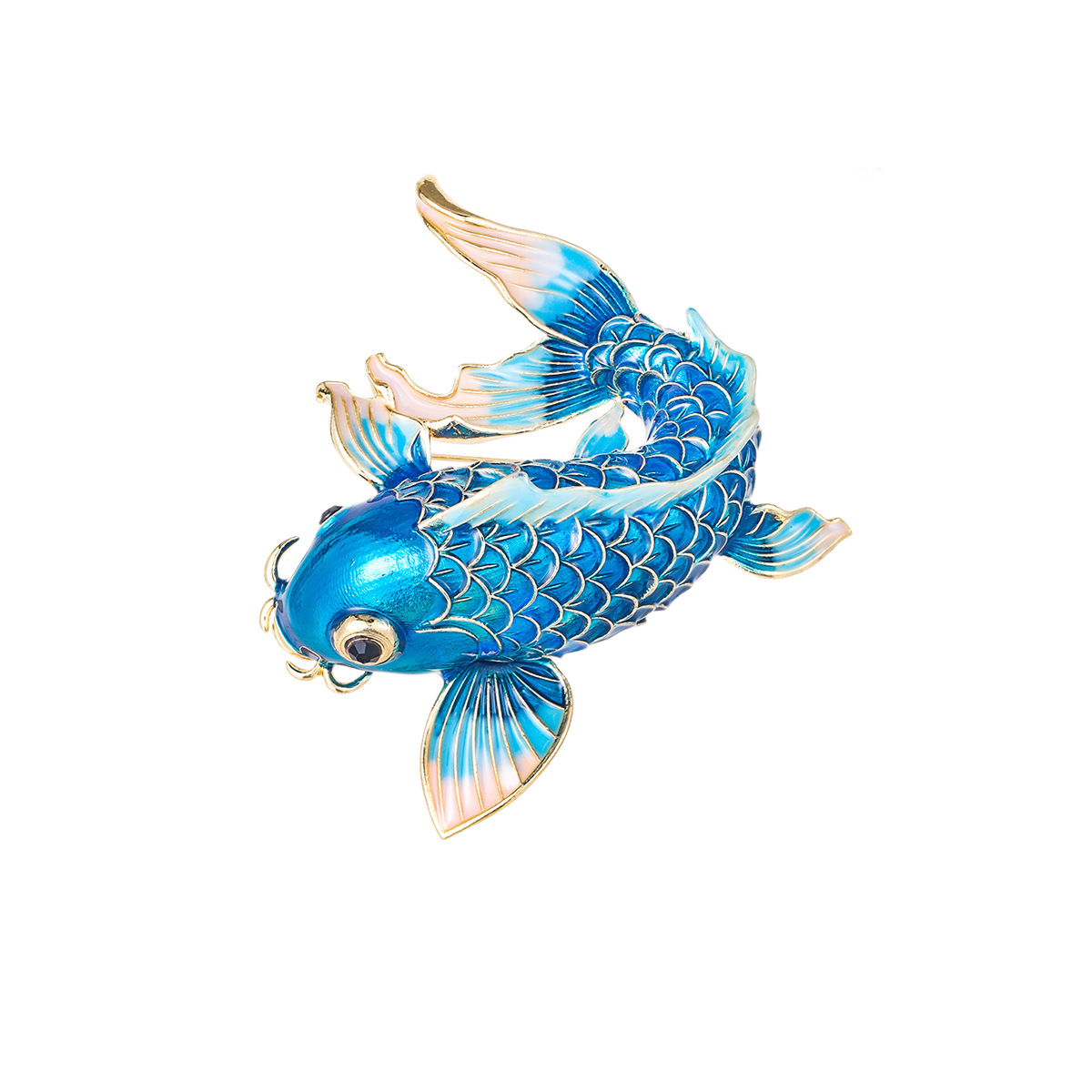 Guofeng Koi broche temperamento lujoso abrigo accesorios de ropa aleación broche goteo azul abrigo de carpa flor de pecho