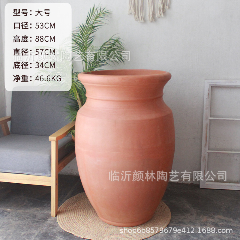 Grandes paneles de cerámica roja paisajística gran vasija de cerámica gran vasija de flores de cerámica gruesa comestibles jardín decoración vasija de cerámica combinación de vasija de cerámica de suelo vasija de cerámica