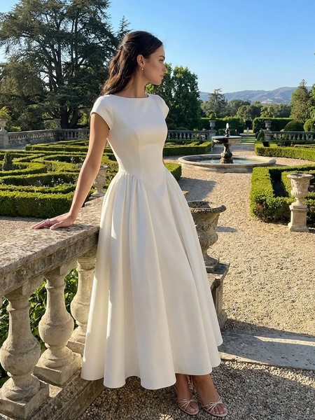 brand summer dress with a round collar