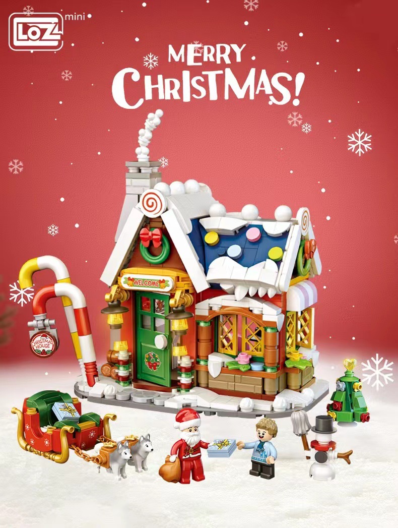 Caja de música de Navidad senbao bloques de construcción de cristal árbol de Navidad creativo juguetes educativos ensamblados regalos de vacaciones al por mayor y al por menor