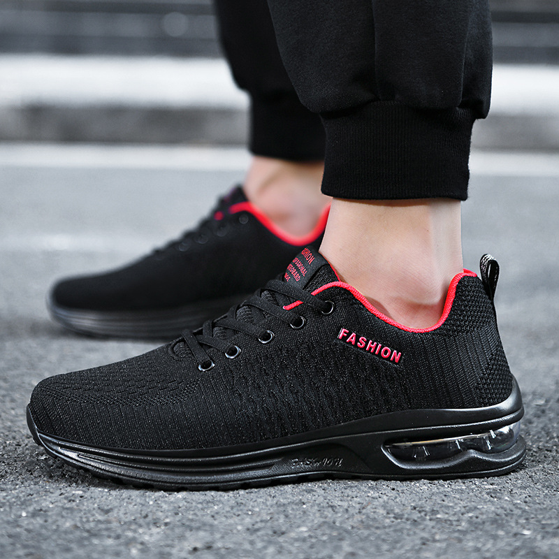 Flying Weaving Breathable Men's Sports Summer Outdoor Men's Shoes Black All-match Breathable Mesh Shoes Trendy Dad Casual Shoes