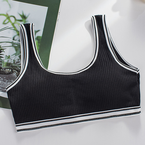 [Second hair] Girls bra underwear without rims threaded bra running pure cotton fitness yoga vest