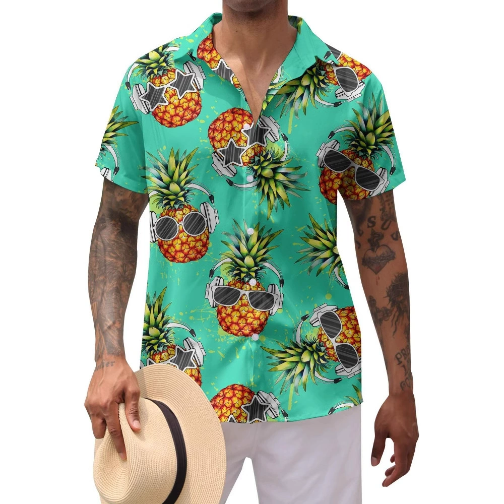 Горячая Распродажа Трансграничные 3D-принты Гавайские мужские пляжные рубашки для дизайна новых рубашек с лацканами и короткими рукавами
