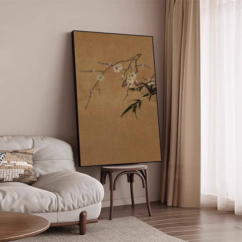 梅と竹の絵レトロ玄関装飾絵画宋代美学中世スタイル書斎茶室背景壁画禅吊り絵画|undefined