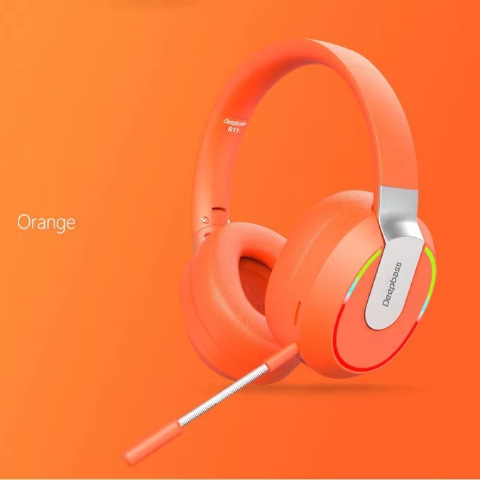 Sınır ötesi yeni kablosuz oyun Bluetooth kulaklığı, ağır bas ve mikrofonlu kulak üstü düşük gecikmeli kulaklık R11 - 4