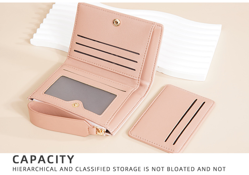 New Women's Short Wallet With Contrasting Colors Double Fold Zipper Zero Wallet Fashionable And Fresh Card Bag_voghion.com