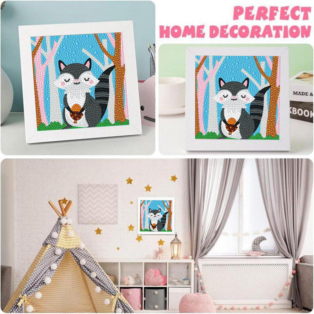 Diamante transfronterizo pintura de diamante brillante tamaño de diamante de forma especial dibujos animados pegatinas de animales 18X18DIY hechas a mano al por mayor fijación