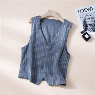 Plain brocade sleeveless New 100 silk filled mulberry silk striped gentleman V-neck men's warm vest bottoming vest