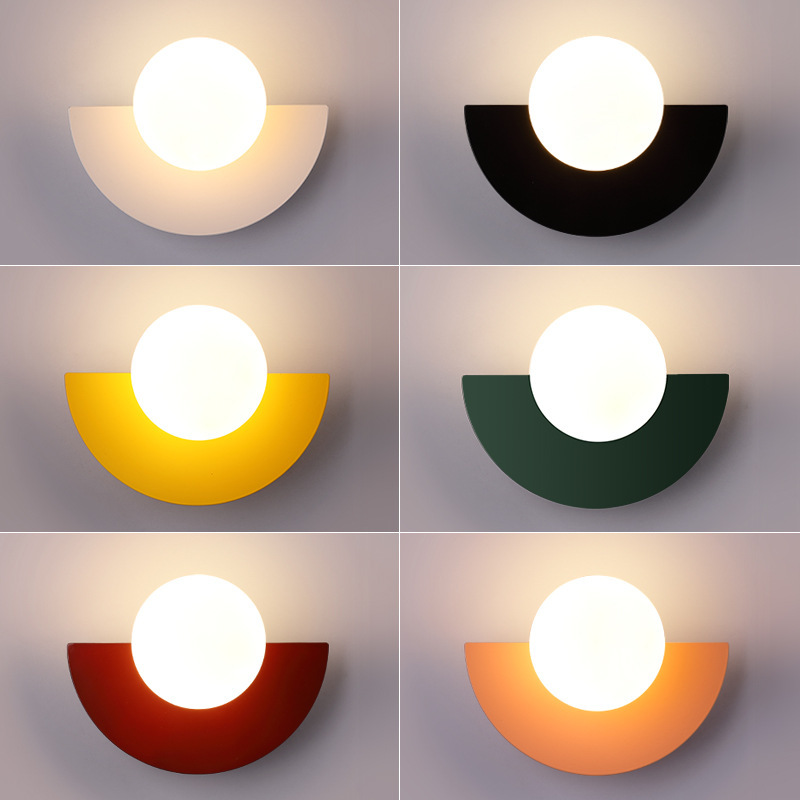 Moderno minimalista lámpara de pared colorida sala de niños macarón arte nórdico sala de estar pared de fondo iluminación LED image 1