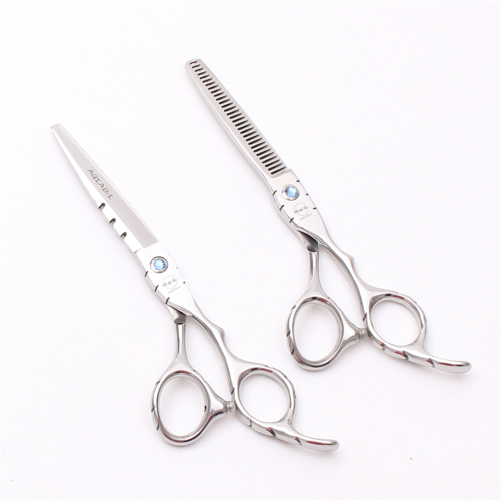 Achabi Silver Hair Scissors, Straight Teeth, Bangs Scissors, Thinning Haircut Scissors, Haircutting Tool, 5.5/6 Inches