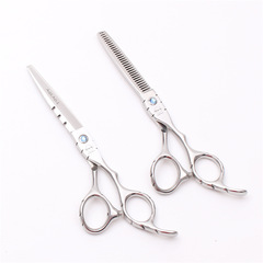 Achabi Silver Hair Scissors, Straight Teeth, Bangs Scissors, Thinning Haircut Scissors, Haircutting Tool, 5.5/6 Inches