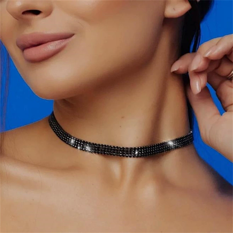 Европейское и американское сексуальное супер-флэш-колье со стразами на ключице, ювелирные изделия на шею, полное бриллиантов, многорядное ожерелье, популярное ожерелье для женщин