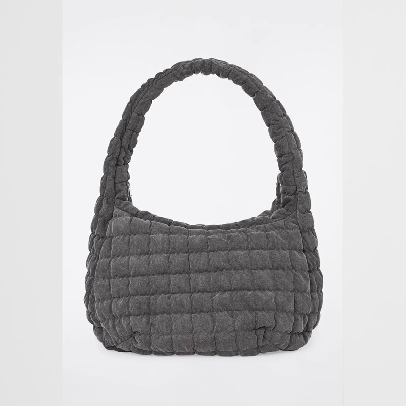 Cos Cloud Bag Large Size for Men and Women, Lightweight Quilted Shoulder Large Capacity Denim Gray 25 New Tote Bag