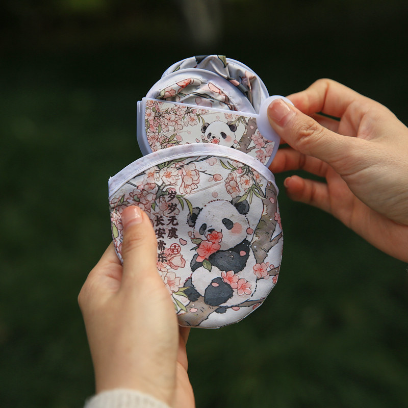 Mr. Paper Reflector Ventilador plegable Lindo Pet Nafu Series Guofeng Panda Mini Selfie portátil Ventilador de luz de relleno