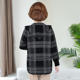 中老年女装大码宽松中长款外套连帽拉链开衫妈妈装秋冬新款格子，商品下架区，妃慕昵服饰