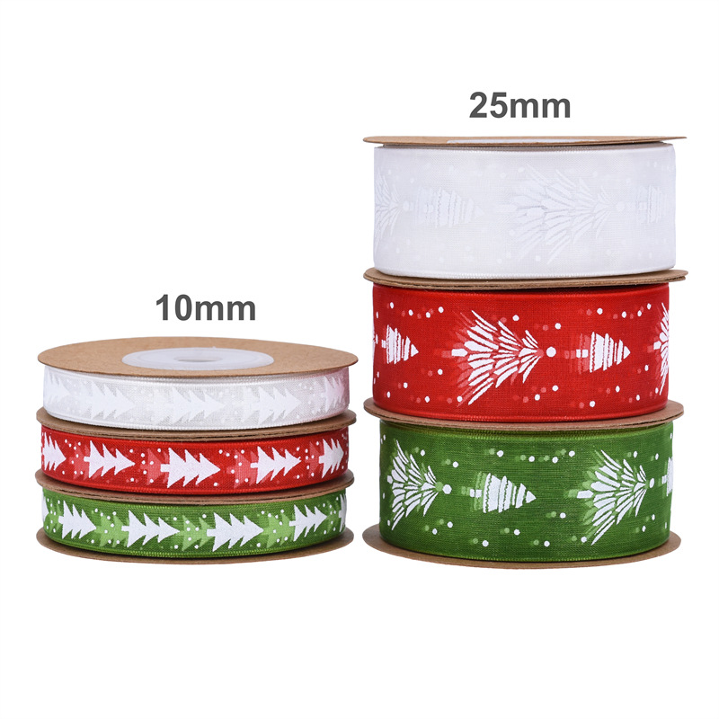 Navidad transfronteriza ribbon decoración de pastel impresa ribbon de árbol de Navidad gaza caja de regalo material ramo