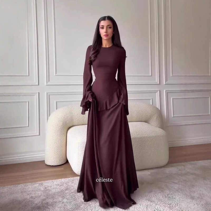 Amazon European and American Cross-Border 2025 Autum Slim Fashion Elegant Elegant Long-Sleeved Long Skirt Waist Dress for Women Amazon European and American Cross-Border 2025 Autum Slim Fashion Elegant Elegant Long-Sleeved Long Skirt Waist Dress for Women