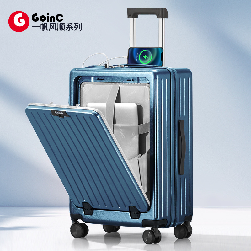 Maleta de apertura delantera para mujeres 2024 nuevo maleta de tracción multifuncional extensible 20 pulgadas maleta de embarque para hombres