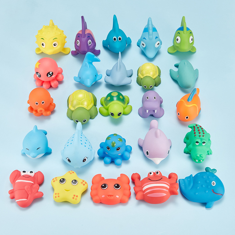 Children's bath water toys soft rubber fish turtle crab octopus various Marine small animal water spray animal toys