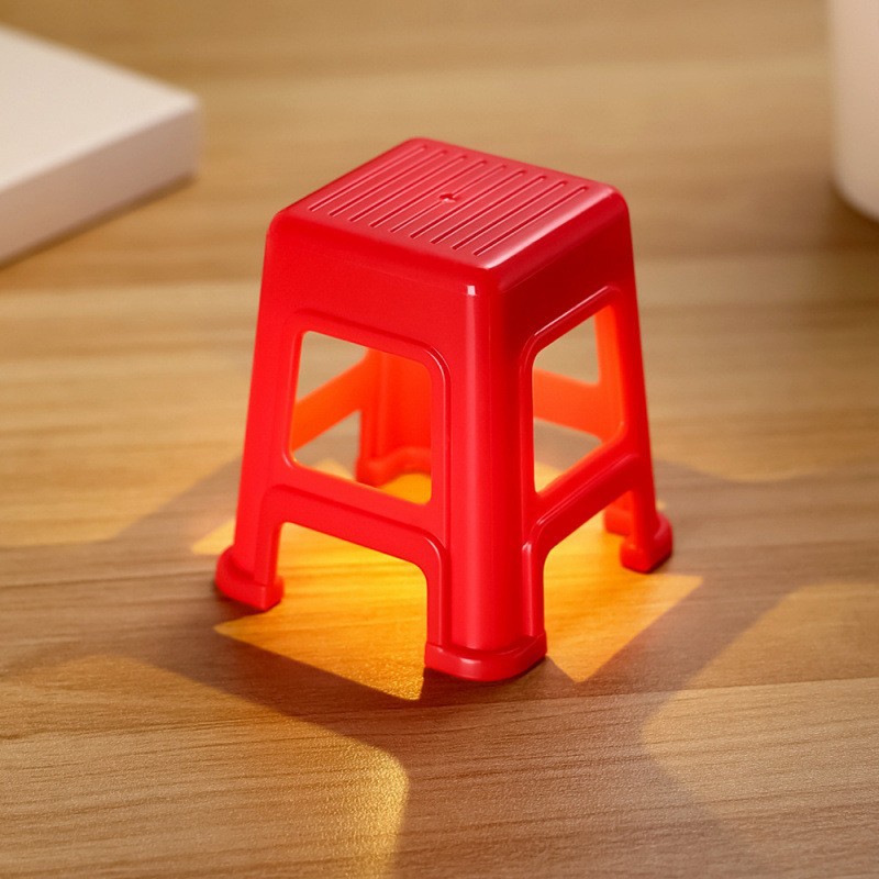 Red stool lamp