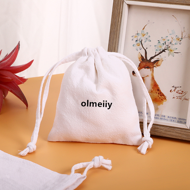 定制棉布袋厂家可印LOGO绉皱布防尘袋包装白色砂洗棉麻定制印花