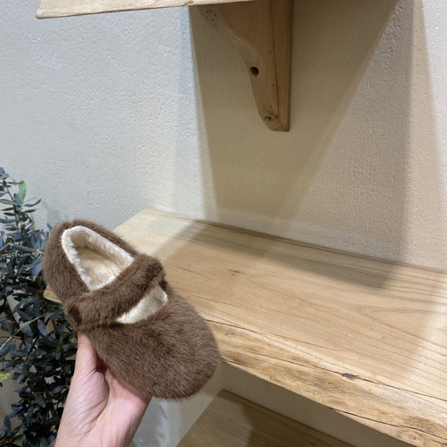 Korean same style children's shoes  autumn and winter new girls' furry shoes soft sole plush cotton shoes versatile warm shoes