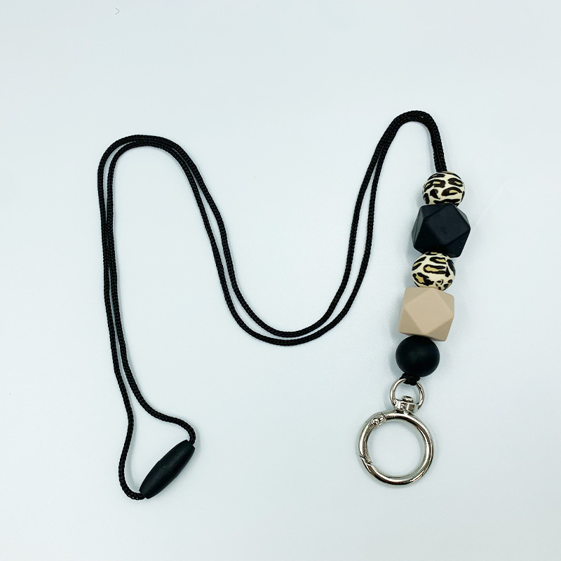 Amazon nuevo collar de insignia versátil maestro enfermera ID de estudiante Cordón de identificación de silicona con cuentas cordón llavero